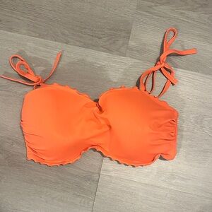 Coral Bikini Top with Tie Straps